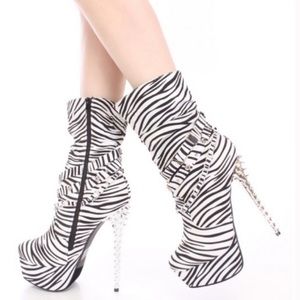 NWT Kush Kouture Zebra Slouchy Spiked Boots